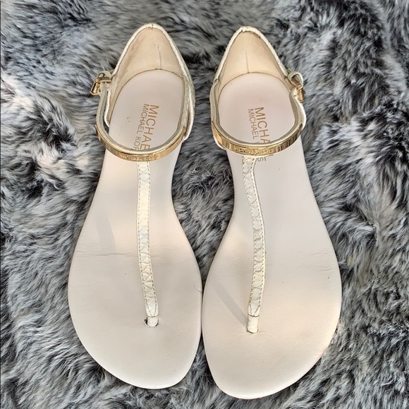 MICHAEL Michael Kors Shoes - MICHAEL Michael Kors White Faux Snake Sandals 5.5